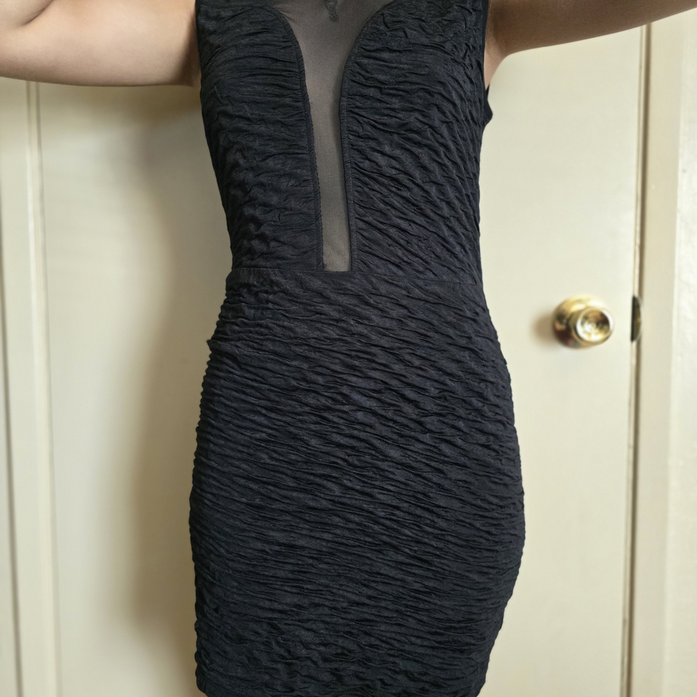 Chic Black Textured Mini Dress